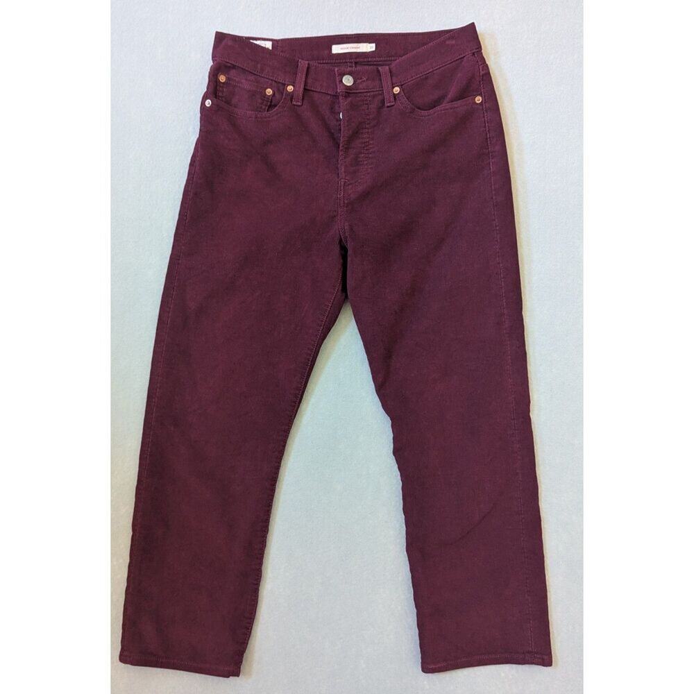 Levi's Premium Wedgie Straight Ankle Cord Jeans Burgundy Women's 30x26